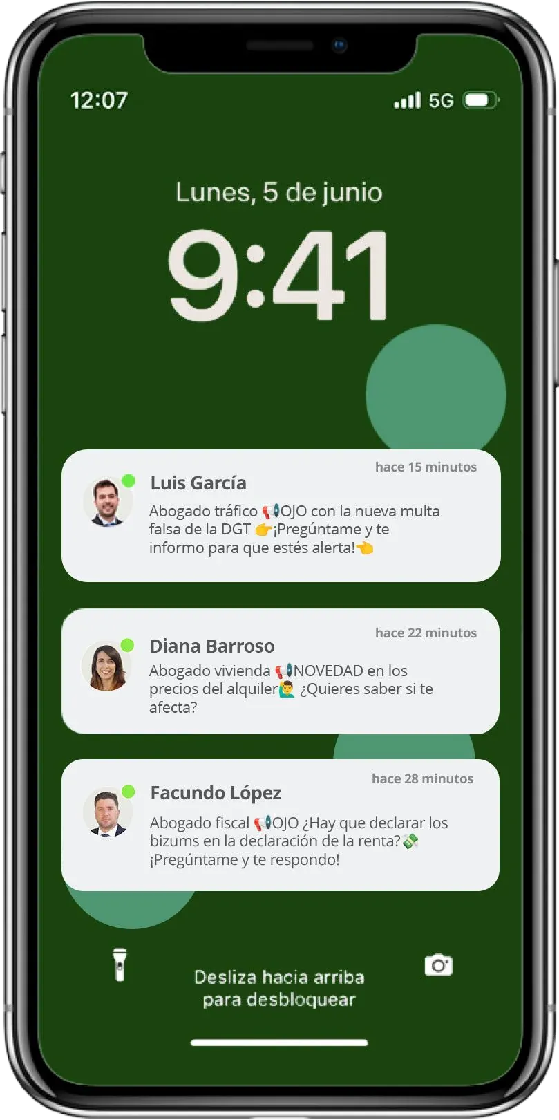 Notificaciones de la app con novedades jurídicas de los abogados